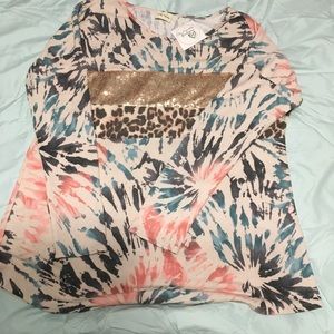 Beautiful teal green, gray and bold gold sequins